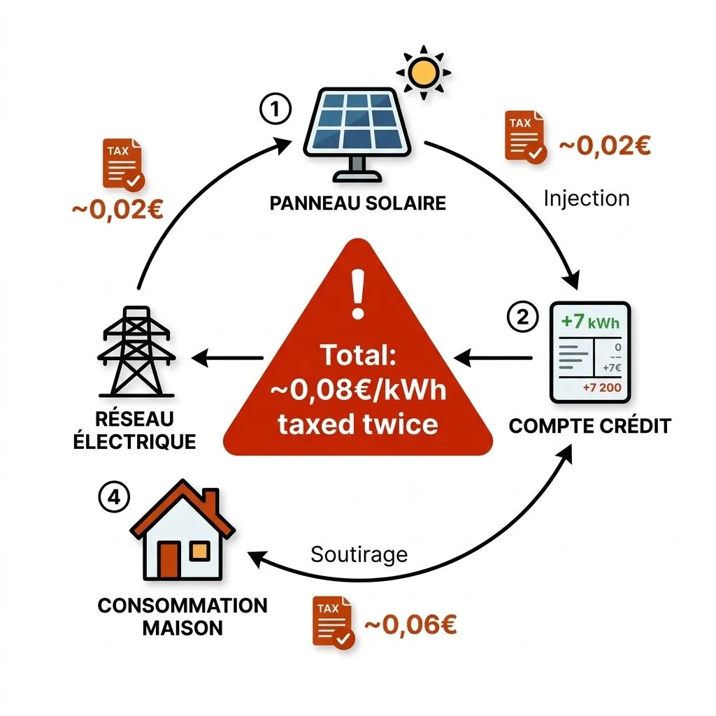 Double taxation batterie virtuelle - TURPE CSPE injection soutirage électricité